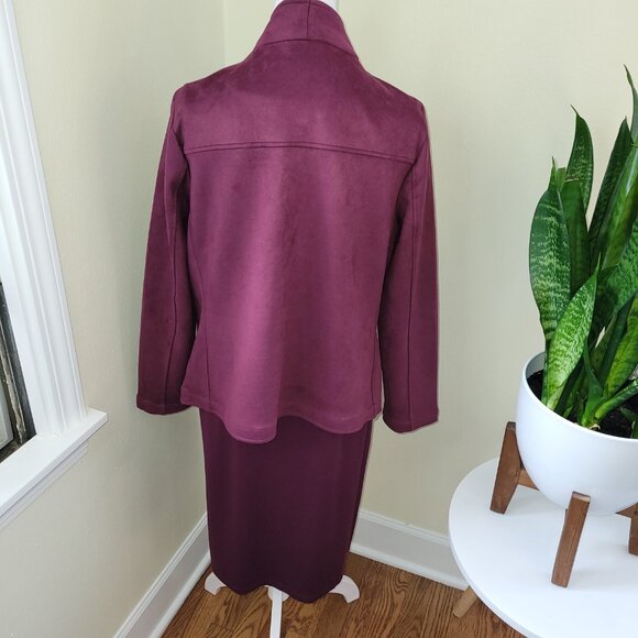 Chico's Monrovia Knee Length Dress & Jacket Eggplant Purple SZ L 12-14 Chico's 2 - Picture 11 of 16